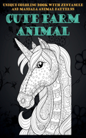 Cute Farm Animal - Unique Coloring Book with Zentangle and Mandala Animal Patterns