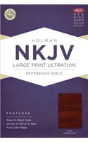 NKJV Large Print Ultrathin Reference Bible, Brown LeatherTouch