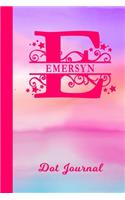 Emersyn Dot Journal: Personalized Custom First Name Personal Dotted Bullet Grid Writing Diary - Cute Pink & Purple Watercolor Cover - Daily Journaling for Journalists & 