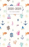 2020-2024 Five Year Planner: Monthly Agenda & Schedule with US Holidays - 60 Months or 5 Years - I Love The Sea