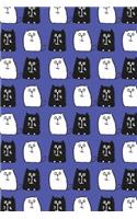Bullet Journal Notebook for Cat Lovers Black and White Cats in a Row 10: 112 Page Numbered Dot Grid Bullet Journal with Index Pages and Key Pages in Portable 6 X 9 Size.