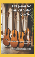 Five pieces for Classical Guitar Quartet: Traditional, Beethoven, Offenbach, Ginastera. Score & Parts