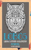 Libros para colorear - Letra grande - Animal - Lobos