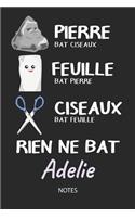 Rien ne bat Adelie - Notes: Noms Personnalisé Carnet de notes / Journal pour les filles et les femmes. Kawaii Pierre Feuille Ciseaux jeu de mots. Fournitures scolaires, premier