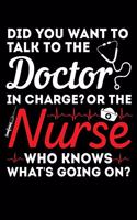 Did You Want to Talk to the Doctor in Charge? or the Nurse Who Knows What's Going On?: A Journal, Notepad, or Diary to write down your thoughts. - 120 Page - 6x9 - College Ruled Journal - Writing Book, Personal Writing Space, Doodle, N