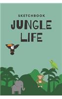 Jungle Life Sketchbook: Animal Sketchbook, A Memory Book to Draw and Write In For Kids, Blank Paper for Drawing, Creative Doodling, Painting, Perfect Gift for Kids, for gir