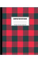 Composition Notebook: College Ruled Buffalo Plaid Notebook