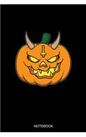 Notebook: Dot Grid Journal 6x9 - Satan Pumpkin Notebook I Halloween Satanist Atheist Baphomet Devil Gift