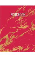 Notebook: College Ruled Composition Notebook (Red Marble)