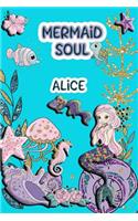 Mermaid Soul Alice: Wide Ruled Composition Book Diary Lined Journal