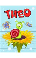 Theo: Personalized Book with Child's Name, Primary Writing Tablet for Kids Learning to Write, 65 Sheets of Practice Paper, 1" Ruling, Preschool, Kindergar