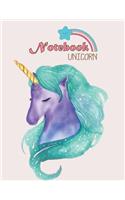 Notebook unicorn: Unicorn on pink cover and Lined pages, Extra large (8.5 x 11) inches, 110 pages, White paper(5 Cute Unicorn on Pink Notebook)
