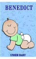 Benedict: Notizbuch/Tagebuch für Eltern/Babybuch/6*9"entspricht DIN A5/120Seiten/halb leer, halb liniert