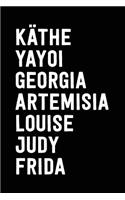 Feminist Artists Sketch and Reflection Journal, Kathe Yayoi Georgia Artemisia Louise Judy Frida