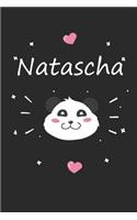 Natascha: Personalisiertes Panda Tage-/Notizbuch mit dem Vornamen Natascha und ganzen 100 linierten Seiten im 6x9 Zoll Format (ca.DIN A5). Optimal als Schreib