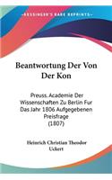 Beantwortung Der Von Der Kon