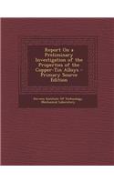 Report on a Preliminary Investigation of the Properties of the Copper-Tin Alloys
