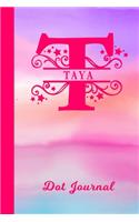 Taya Dot Journal: Personalized Custom First Name Personal Dotted Bullet Grid Writing Diary - Cute Pink & Purple Watercolor Cover - Daily Journaling for Journalists & 