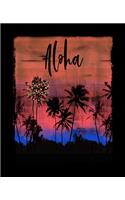 Aloha: Hawaiian Christmas Notebook With Lined College Ruled Paper For Taking Notes. Stylish Tropical Travel Journal Diary 7.5 x 9.25 Inch Soft Cover. For H