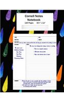 Cornell Notes Notebook: Note Taking System, For Students, Writers, Meetings, Lectures Large Size 8.5" x 11" (21.59 x 27.94 cm), Durable Matte Rainbow Raindrops Design Cover