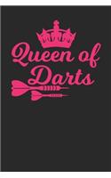 Queen of Darts: Gag Blank Lined Notebook for Dart Players - 6x9 Inch - 120 Pages