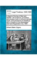 A digest of the law of libel and slander