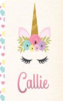 Callie: Personalized Unicorn Journal For Girls - 8.5x11 110 Pages Notebook/Diary With Pink Name