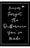 Never Forget The Difference You've Made: Retirement Gifts for Teachers, Army, Notebook, Nurses, Doctors, Women, Police officer, Social Workers Gifts