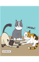 Meow notebook: Lazy cats cover and Lined pages, Extra large (8.5 x 11) inches, 110 pages, White paper(4 Lazy Cats Notebook)