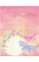 Notebook: 8.5 X 11 202 Lined Pages Pink Watercolor Butterfly Notebook
