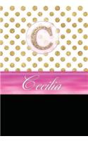 Cecilia: Personalized Lined Journal Diary Notebook 150 Pages, 6 X 9 (15.24 X 22.86 CM), Durable Soft Cover