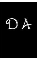 D a: Double Monogram Journal, 100 Pages, 6x9 Inches, Black Glossy Cover