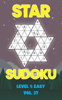 Star Sudoku Level 1: Easy Vol. 37: Play Star Sudoku Hoshi With Solutions Star Shape Grid Easy Level Volumes 1-40 Sudoku Variation Travel Friendly Paper Logic Games Solve