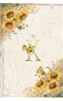 Vintage Sunflower Notebook: Sunflower Journal, Monogram Letter K Blank Lined and Dot Grid Paper with Interior Pages Decorated With More Sunflowers: Small