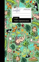 Primary Composition Book - Jungle: Kids School Exercise Book with Elephants, Giraffes & Tigers [ Times Tables * Wide Ruled * Large Notebook * Perfect Bound ]