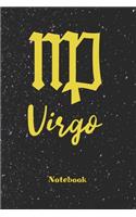 Virgo Zodiac Sign Notebook: Astrology Journal, Horoscope Notepad, Notes, 120 Pages, blanc lined, 6" x 9" diary