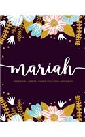 Mariah: Notebook - Libreta - Cahier - Taccuino - Notizbuch: 110 pages paginas seiten pagine: Modern Florals First Name Notebook in Light Pink, Baby Blue & M