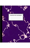 Composition Notebook: Beautiful Purple Marble and Rose Gold - 100 Wide Ruled Pages - 7.5 x 9.25 - Journal for Children, Kids, Girls, Teens And Women (School Essentials)
