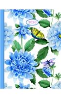 2020 Planner: Blue Dahlia - 12 Months Week to two-page Diary 150 pages 8.5 x 11 with Contacts - Password - Birthday lists(33 2020 Weekly Planner Organizer Diary Journal)