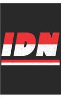 Idn: Indonesien Notizbuch mit punkteraster 120 Seiten in weiß. Notizheft mit der indonesischen Flagge