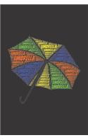 Umbrella: Notebook, Journal - Lined Paper - 120 Pages DIN A5 (6 x 9") - Notes, Drawings, Planer, Diary, Organization - Word Cloud Present