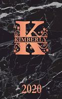 Kimberly: 2020. Personalized Name Weekly Planner 2020. Monogram Letter K Notebook Planner. Black Marble & Rose Gold Cover. Datebook Calendar Schedule