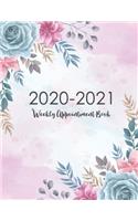2020-2021 Weekly Appointment Book Daily Hourly Planner: Flower Watercolor Cover - Diary Weekly Monthly Calendar Planner Academic Agenda Schedule - Appointment Book Hourly with Times Organizer In 15 Minute