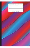 College Ruled Composition Notebook. 6" x 9". 120 Pages: Diagonal Gradient In Vivid Colors Cover. College ruled paper, medium ruled paper. For middle school to college. Composition notebook for teens and a