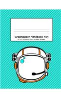 Graphpaper Notebook 4x4: Spaceman turquoise 100 pages of graph paper with bigger squares for younger students(21 4x4 Graph Paper for Younger Students)