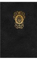 Old English Monogram Journal - Letter O: Elegant Golden Flourish Capital Letter on Black Leather Look Background