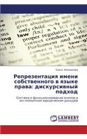Reprezentatsiya Imeni Sobstvennogo V Yazyke Prava: Diskursivnyy Podkhod