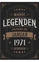 Wahre Legenden wurden im Januar 1971 geboren: Vintage Geburtstag Notizbuch - individuelles Geschenk für Notizen, Zeichnungen und Erinnerungen - liniert mit 100 Seiten