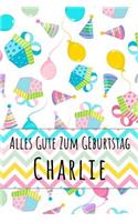 Alles Gute zum Geburtstag Charlie: Kariertes Notizbuch mit 5x5 Karomuster für deinen personalisierten Vornamen