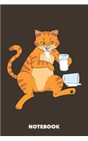 Notebook: Cat Drunk from Milk 6 x 9 inch dot grid - 120 pages for Creative Cat Lovers